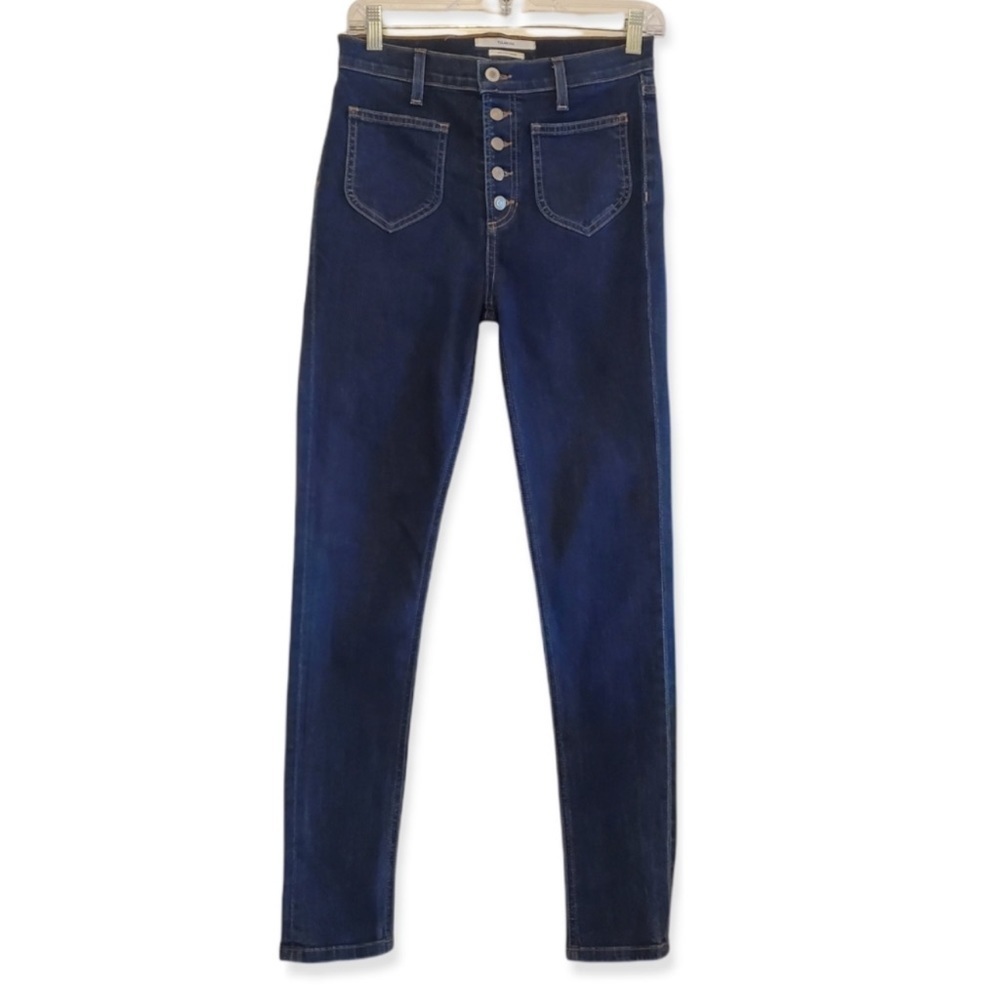 Tularosa Nora High Rise Button Fly Skinny Jeans Dark Wash 27 - Picture 5 of 12
